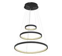 Luminosa Lighting Luminosa Ralph Triple Ring Pendant Ceiling Light Matt Black 3X Led Dimmable 3000K