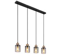 Luminosa Lighting Luminosa Reid Bar Pendant Ceiling Light Matt Black Smoke Glass Shade 4X E27