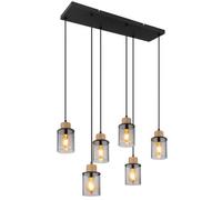 Luminosa Lighting Luminosa Reid Cluster Pendant Ceiling Light Matt Black Smoke Glass Shade 6X E27