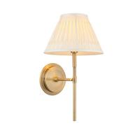 Luminosa Lighting Luminosa Rennes & Chatsworth Wall Lamp With Shade Antique Brass Plate & Ivory Silk