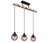 Luminosa Lighting Luminosa Richard Bar Pendant Ceiling Light Matt Black Smoke Glass Shade 3X E27