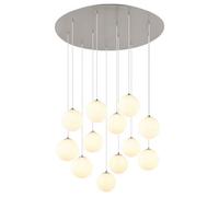 Netlighting Riha Cluster Pendant Nickel Matt Balls Opal Glass Shade 12x G9 3000K in Grey Netlighting Grey