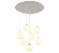 Luminosa Lighting Luminosa Riha Cluster Pendant Ceiling Light Nickel Matt Balls Opal Glass Shade 7X G9 3000K