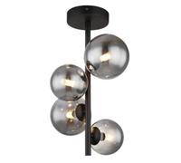 Luminosa Lighting Luminosa Riha Globe Ceiling Light Matt Black Smoke Glass Shade 4X G9 3000K