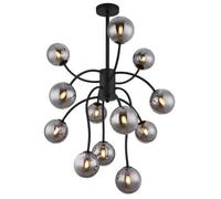 Luminosa Lighting Luminosa Riha Multi Arm Pendant Ceiling Light Matt Black 12X G9 Led 3000K