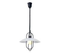Netlighting Riva Rise & Fall Dome Pendant E27 Matt Black Opal White Glass Shade Netlighting Black