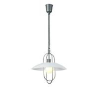 Netlighting Riva Rise & Fall Dome Pendant E27 Chrome Opal White Glass Shade in Grey Netlighting Grey