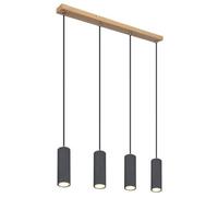 Luminosa Lighting Luminosa Robby Bar Pendant Ceiling Light Wood Look Dark 4X Gu10