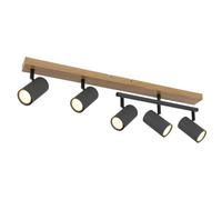 Luminosa Lighting Luminosa Robby Ceiling Spotlight Bar Wood Look 5X Gu10