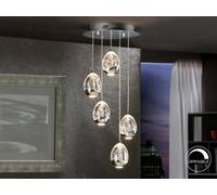 Luminosa Lighting Luminosa Roc Integrated Led 5 Light Crystal Cluster Drop Ceiling Pendant Chrome