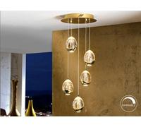 Luminosa Lighting Luminosa Roc Integrated Led 5 Light Crystal Cluster Drop Ceiling Pendant Gold Bubble Effect - Uk Stock
