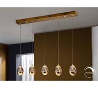 Luminosa Lighting Luminosa Roc Integrated Led 5 Light Crystal Drop Bar Ceiling Pendant Gold Bubble Effect - Uk Stock