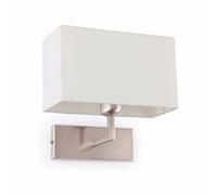 Luminosa Lighting Luminosa Roda 1 Light Indoor Wall Light White, Satin Nickel With Shade, E27