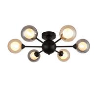 Luminosa Lighting Luminosa Roland Multi Arm Semi Flush Ceiling Lamp Matt Black 6X G9 Led