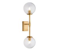 Luminosa Lighting Luminosa Rome Globe Wall Lights Brushed Aged Brass Plate & Clear Glass 2X Led G9