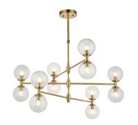 Luminosa Lighting Luminosa Rome Multi Arm Pendant Ceiling Light Brushed Aged Brass Plate & Clear Glass 12 X 3.2W Led G9 Daylight White