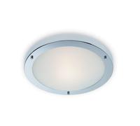 Firstlight Rondo 1 Light Flush Ceiling Light Chrome, Opal Glass IP54, E27