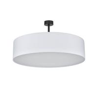 Luminosa Lighting Luminosa Rondo Semi Flush 60Cm Cylindrical Ceiling Light Black, Opal Glass 4Xe27