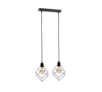 Luminosa Lighting Luminosa Ruben Bar Pendant Ceiling Light Black, 50Cm, 2X E27