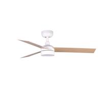 Luminosa Lighting Luminosa Rudder Recessed 106Cm Led Ceiling Fan Matt White, Ash Wood Blades Cct, 3 Blade Reversible