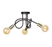 Luminosa Lighting Luminosa Rumba Multi Arm Semi Flush Ceiling Light Black, Gold, 50Cm, 3X E27