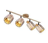 Luminosa Lighting Luminosa Run Ceiling Spotlight Bar Wood Look K5 Crystals Smoke Colored 4X E14