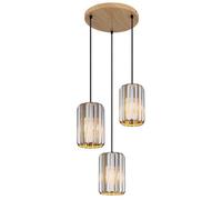 Luminosa Lighting Luminosa Run Cluster Pendant Ceiling Light Wood Look K5 Crystals Smoke Colored 3X E27