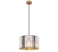 Luminosa Lighting Luminosa Run Pendant Ceiling Light Wood Look K5 Crystals Smoke Colored 1X E27
