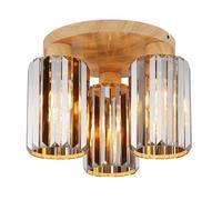 Luminosa Lighting Luminosa Run Shade Cluster Ceiling Light Wood Look K5 Crystals Smoke Colored 3X E27