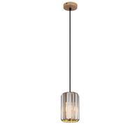 Luminosa Lighting Luminosa Run Slim Pendant Ceiling Light Wood Look K5 Crystals Smoke Colored 1X E27