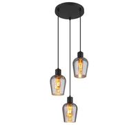 Luminosa Lighting Luminosa Ryan Cluster Pendant Ceiling Light Matt Black Smoke Glass Shade 3X E27