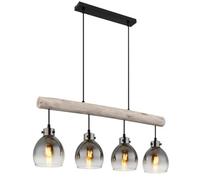 Luminosa Lighting Luminosa Ryan Dome Bar Pendant Ceiling Light Matt Black Smoke Glass Shade 4X E27