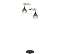 Luminosa Lighting Luminosa Ryan Multi Arm Floor Lamp Matt Black Smoke Glass Shade 2X E27