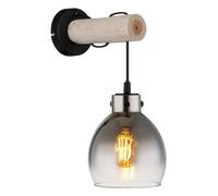 Luminosa Lighting Luminosa Ryan Wall Lamp Matt Black Smoke Glass Shade 1X E27