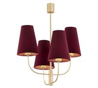 Luminosa Lighting Luminosa Safiano Multi Arm Pendant Ceiling 4 Light Burgundy, Gold