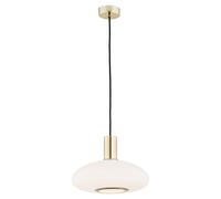Luminosa Lighting Luminosa Sagunto Dome 30Cm Pendant Ceiling Light Opal Matt, Brass Steel