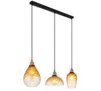 Luminosa Lighting Luminosa Salvy Bar Pendant Ceiling Light Matt Black Amber Glass Shade 3X E27