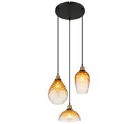 Luminosa Lighting Luminosa Salvy Cluster Pendant Ceiling Light Matt Black Amber Glass Shade 3X E27