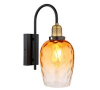 Luminosa Lighting Luminosa Salvy Dome Wall Lamp Matt Black Amber Glass Shade 1X E27