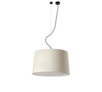 Luminosa Lighting Luminosa Samba Offset Cylindrical Pendant Ceiling Light Matt Black, Linen 3X E27