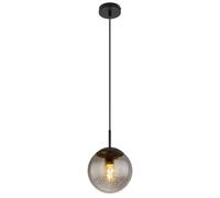 Globo Samos pendant light, Ø 20 cm, smoky grey/black, glass