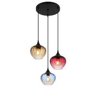 Luminosa Lighting Luminosa Sander Cluster Pendant Ceiling Light Matt Black Blue Blending Glass Shade 3X E27