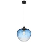 Luminosa Lighting Luminosa Sander Dome Pendant Ceiling Light Matt Black Blue Glass Shade 1X E27