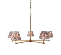 Luminosa Lighting Luminosa Santiago Brushed Aged Brass Plate Pendant Light With Pearl Grey Fabric Ikat Shade 16Cm 5X B22