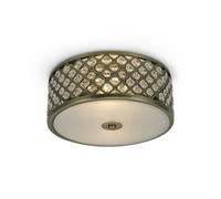 Luminosa Lighting Luminosa Sasha 2 Light E14, Flush Ceiling Light, 300mm Round, Antique Brass With Crystal Glass And Opal Glass Diffuser