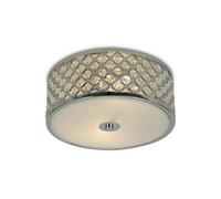 Luminosa Lighting Luminosa Sasha 2 Light E14, Flush Ceiling Light, 300mm Round, Polished Chrome With Crystal Glass And Opal Glass Diffuser