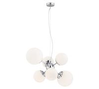 Luminosa Lighting Luminosa Satelite Globe Pendant Ceiling 6 Light Opal, Chrome