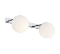 Luminosa Lighting Luminosa Satelite Outdoor Twin Globe Wall Lamp Opal Matt, Chrome Ip44