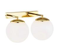 Luminosa Lighting Luminosa Satelite Plus Outdoor Twin Globe Wall Lamp Opal Matt, Brass Steel Ip44