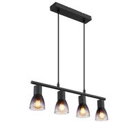 Netlighting Satella Bar Pendant Ceiling Light Matt Black Smoke Glass Shade 4x E14 Netlighting Black